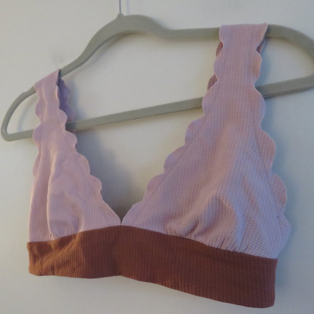 MARYSIA Santa Clara Scalloped Light Pink Textured Triangle Bikini Top - Sz XS - Picture 8 of 16